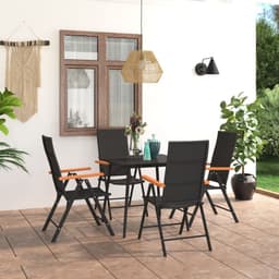 image-5 Piece Garden Dining Set Black and Brown