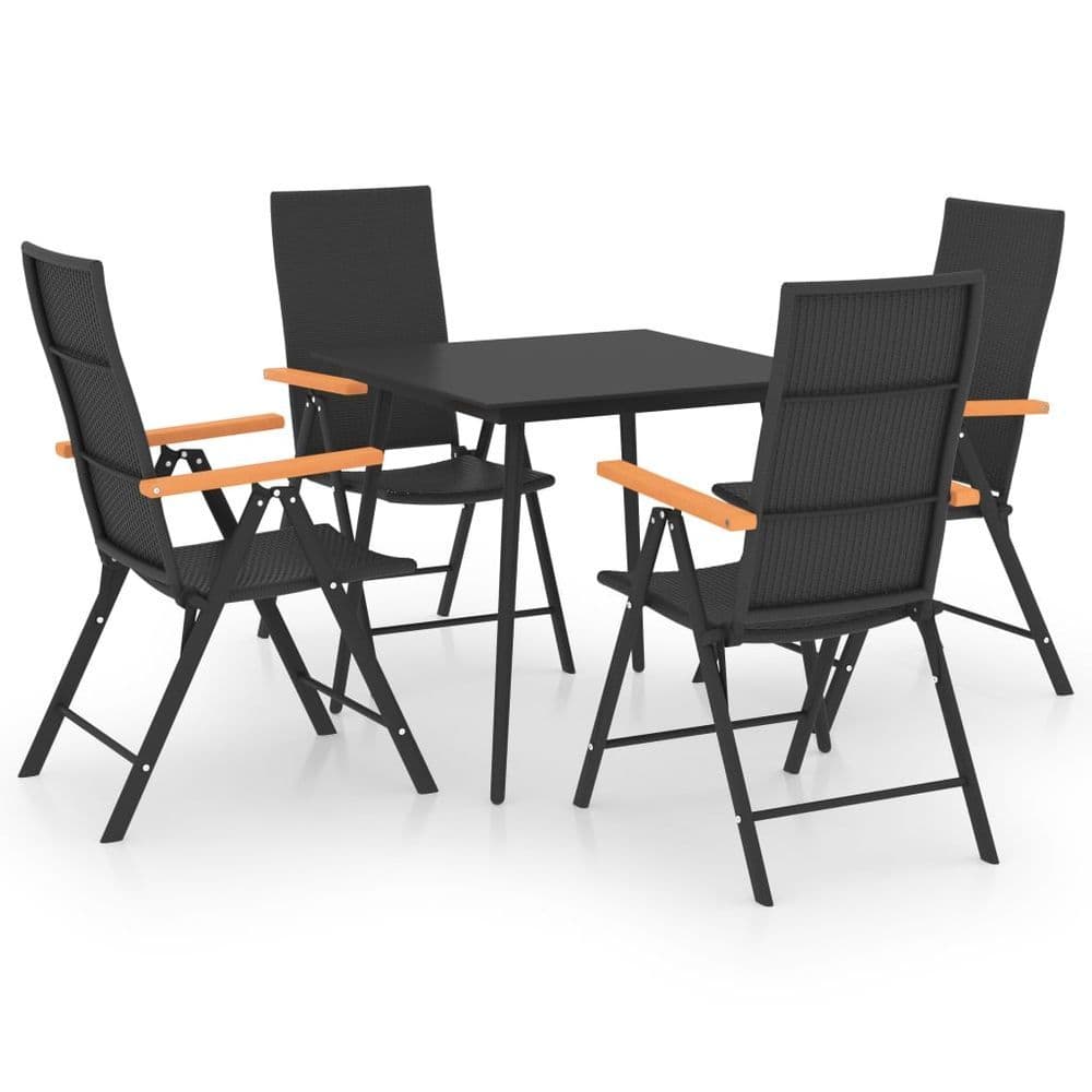 image-5 Piece Garden Dining Set Black and Brown