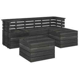image-5 Piece Garden Pallet Lounge Set Solid Pinewood Dark Grey
