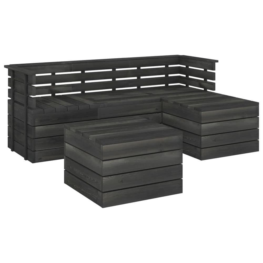 image-5 Piece Garden Pallet Lounge Set Solid Pinewood Dark Grey