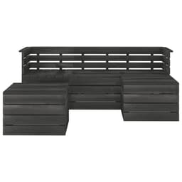 image-5 Piece Garden Pallet Lounge Set Solid Pinewood Dark Grey