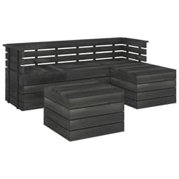 image-5 Piece Garden Pallet Lounge Set Solid Pinewood Dark Grey
