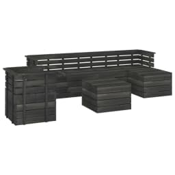 image-7 Piece Garden Pallet Lounge Set Solid Pinewood Dark Grey