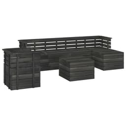 image-7 Piece Garden Pallet Lounge Set Solid Pinewood Dark Grey