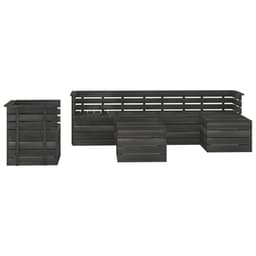image-7 Piece Garden Pallet Lounge Set Solid Pinewood Dark Grey