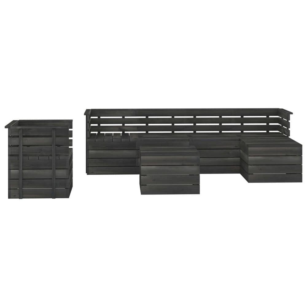 image-7 Piece Garden Pallet Lounge Set Solid Pinewood Dark Grey