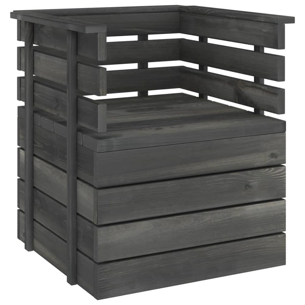 image-7 Piece Garden Pallet Lounge Set Solid Pinewood Dark Grey