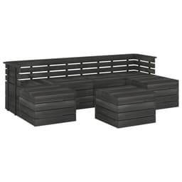 image-7 Piece Garden Pallet Lounge Set Solid Pinewood Dark Grey