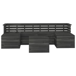 image-7 Piece Garden Pallet Lounge Set Solid Pinewood Dark Grey
