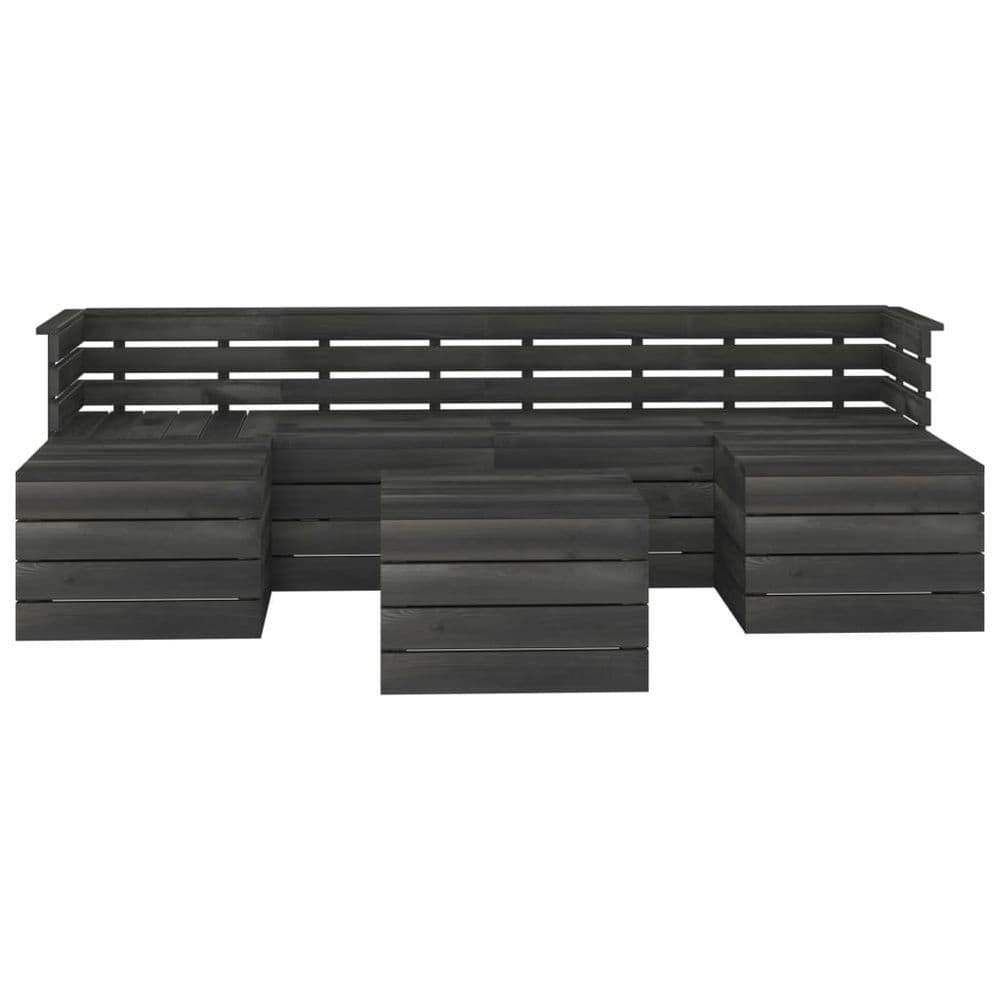 image-7 Piece Garden Pallet Lounge Set Solid Pinewood Dark Grey
