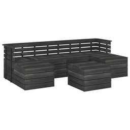 image-7 Piece Garden Pallet Lounge Set Solid Pinewood Dark Grey