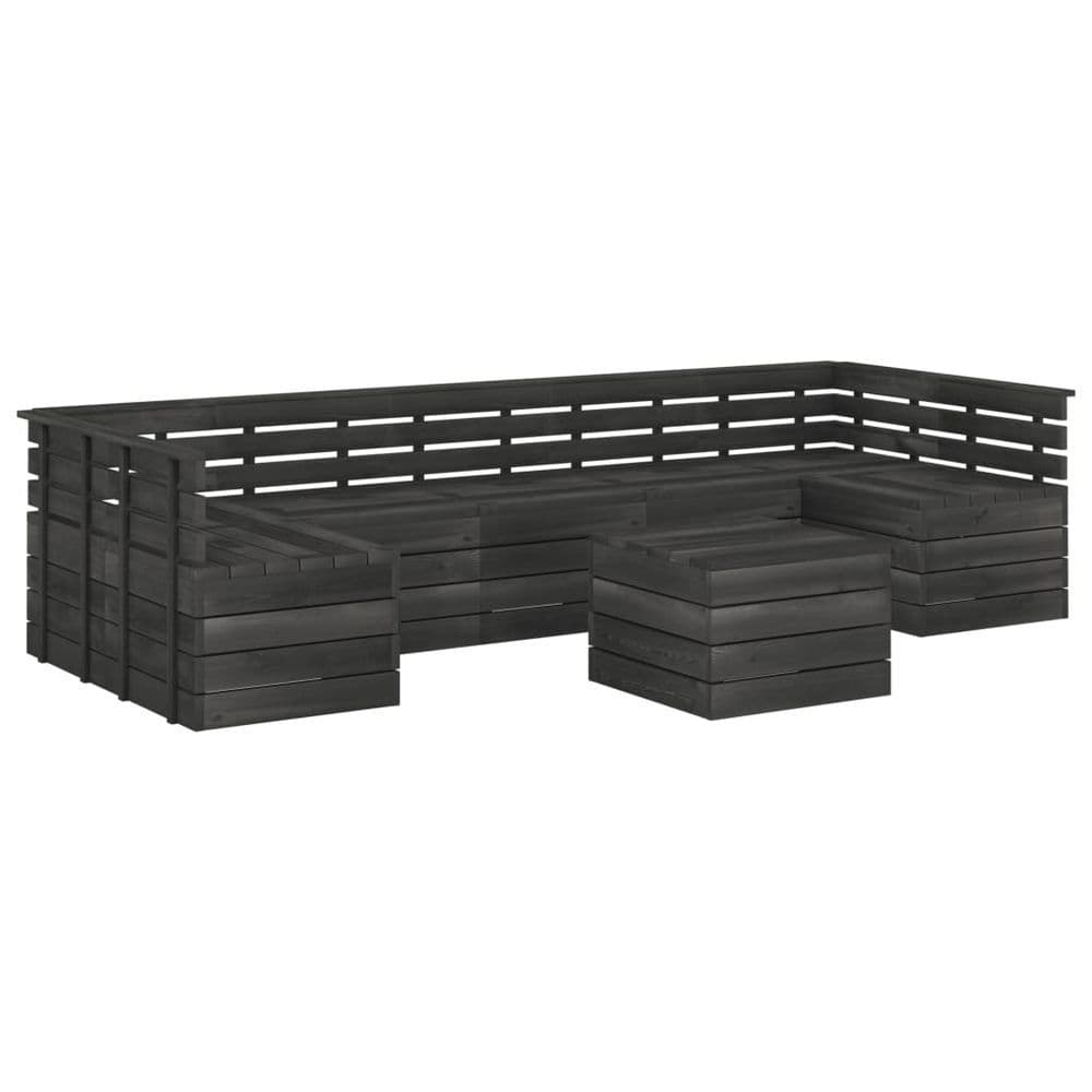 image-7 Piece Garden Pallet Lounge Set Solid Pinewood Dark Grey