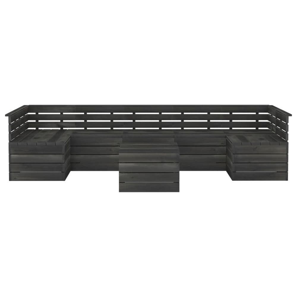 image-7 Piece Garden Pallet Lounge Set Solid Pinewood Dark Grey