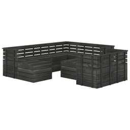 image-10 Piece Garden Pallet Lounge Set Solid Pinewood Dark Grey