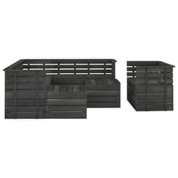 image-10 Piece Garden Pallet Lounge Set Solid Pinewood Dark Grey