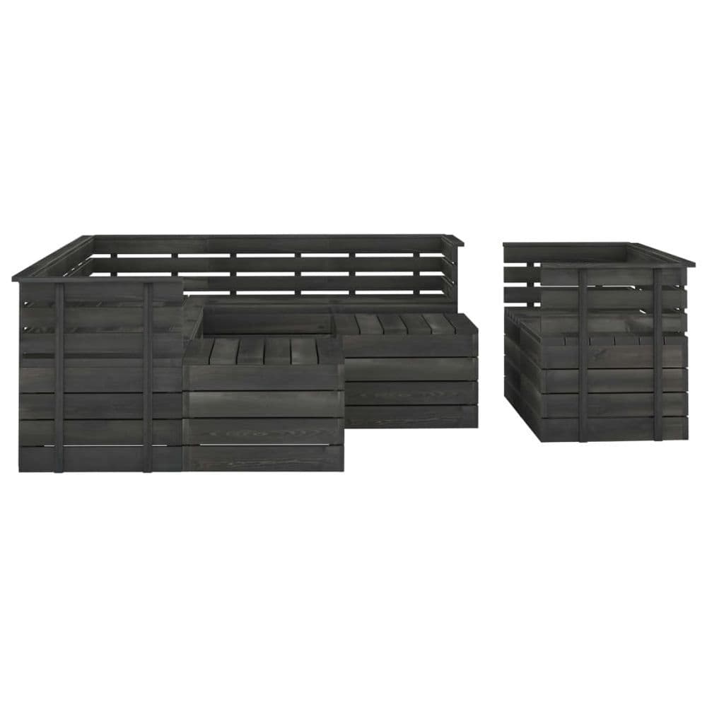 image-10 Piece Garden Pallet Lounge Set Solid Pinewood Dark Grey