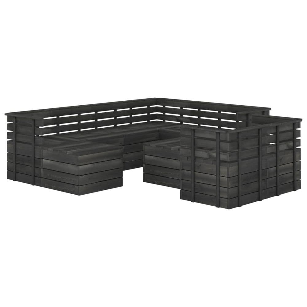 image-10 Piece Garden Pallet Lounge Set Solid Pinewood Dark Grey