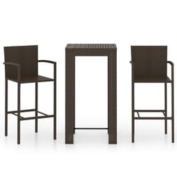 image-3 Piece Outdoor Bar Set with Armrest Poly Rattan Brown