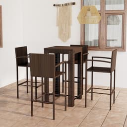 image-5 Piece Outdoor Bar Set with Armrest Poly Rattan Brown