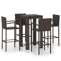 image-5 Piece Outdoor Bar Set with Armrest Poly Rattan Brown