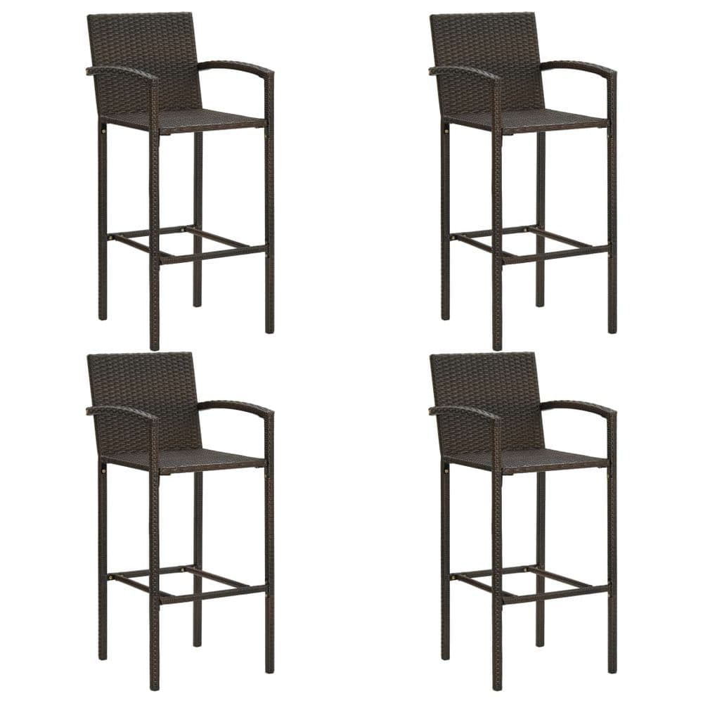 image-5 Piece Outdoor Bar Set with Armrest Poly Rattan Brown