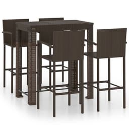 image-5 Piece Outdoor Bar Set with Armrest Poly Rattan Brown