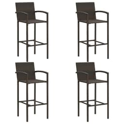 image-5 Piece Outdoor Bar Set with Armrest Poly Rattan Brown