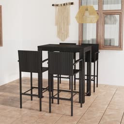 image-5 Piece Outdoor Bar Set with Armrest Poly Rattan Black