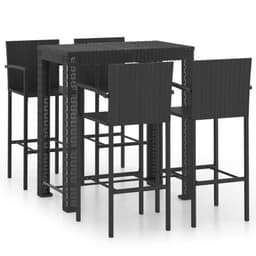 image-5 Piece Outdoor Bar Set with Armrest Poly Rattan Black