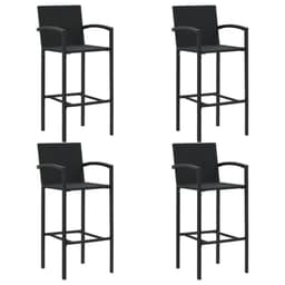 image-5 Piece Outdoor Bar Set with Armrest Poly Rattan Black