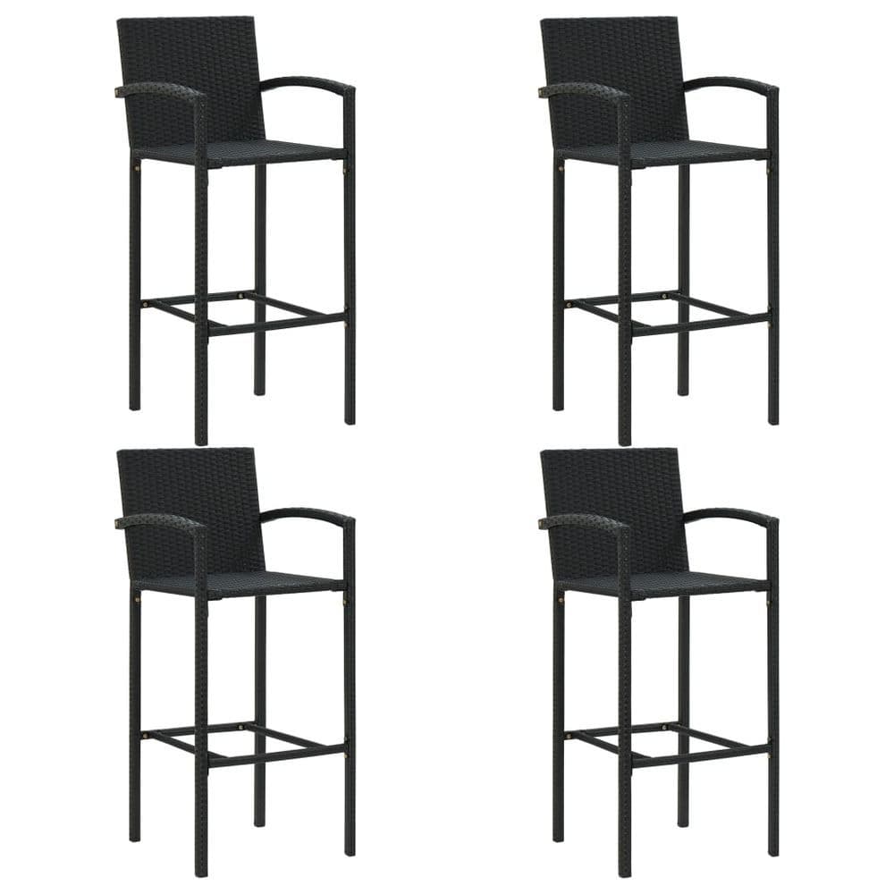 image-5 Piece Outdoor Bar Set with Armrest Poly Rattan Black