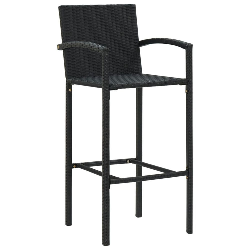 image-5 Piece Outdoor Bar Set with Armrest Poly Rattan Black