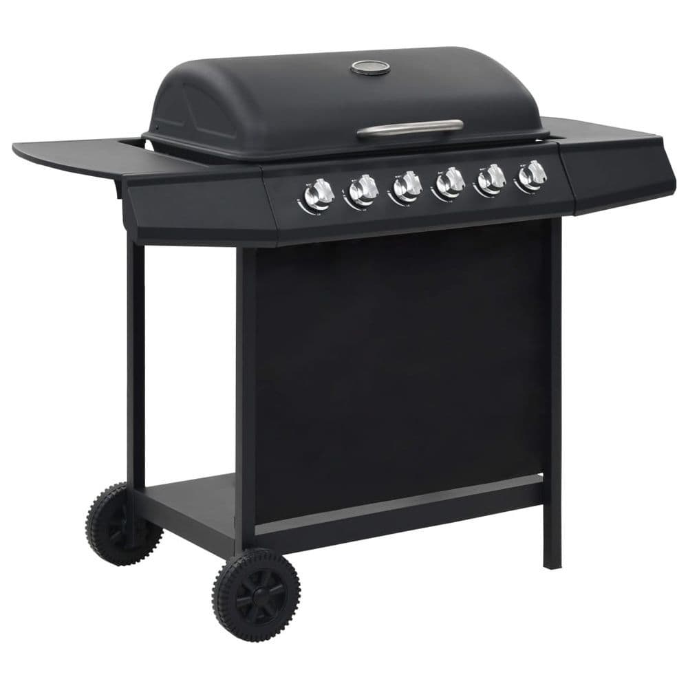 image-Gas BBQ Grill with 6 Cooking Zones Steel Black