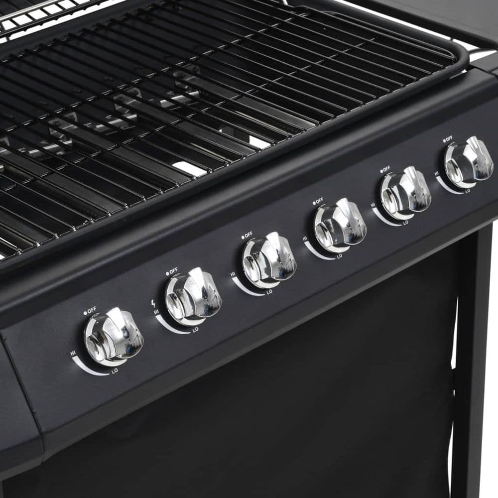 image-Gas BBQ Grill with 6 Cooking Zones Steel Black