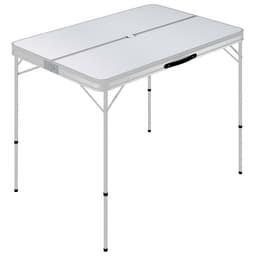 image-Folding Camping Table with 2 Benches Aluminium White