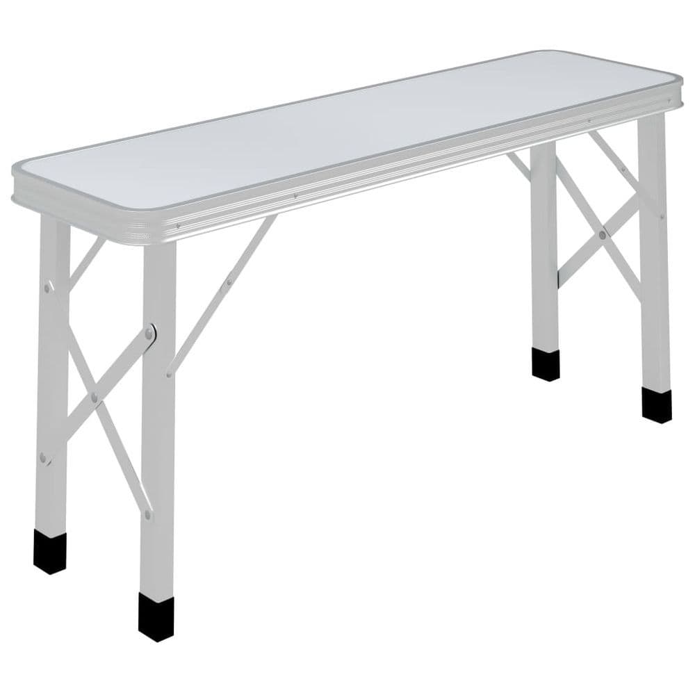 image-Folding Camping Table with 2 Benches Aluminium White