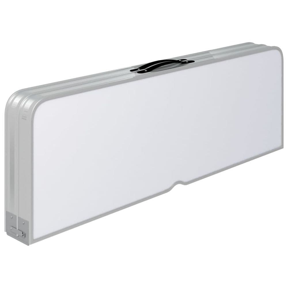 image-Folding Camping Table with 2 Benches Aluminium White
