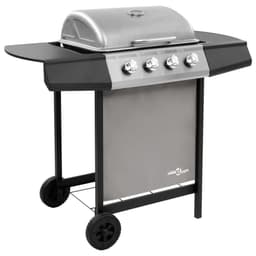 image-Gas BBQ Grill with 4 Burners Black and Silver