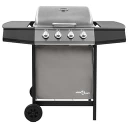 image-Gas BBQ Grill with 4 Burners Black and Silver