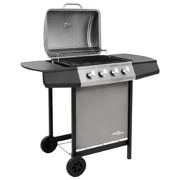 image-Gas BBQ Grill with 4 Burners Black and Silver