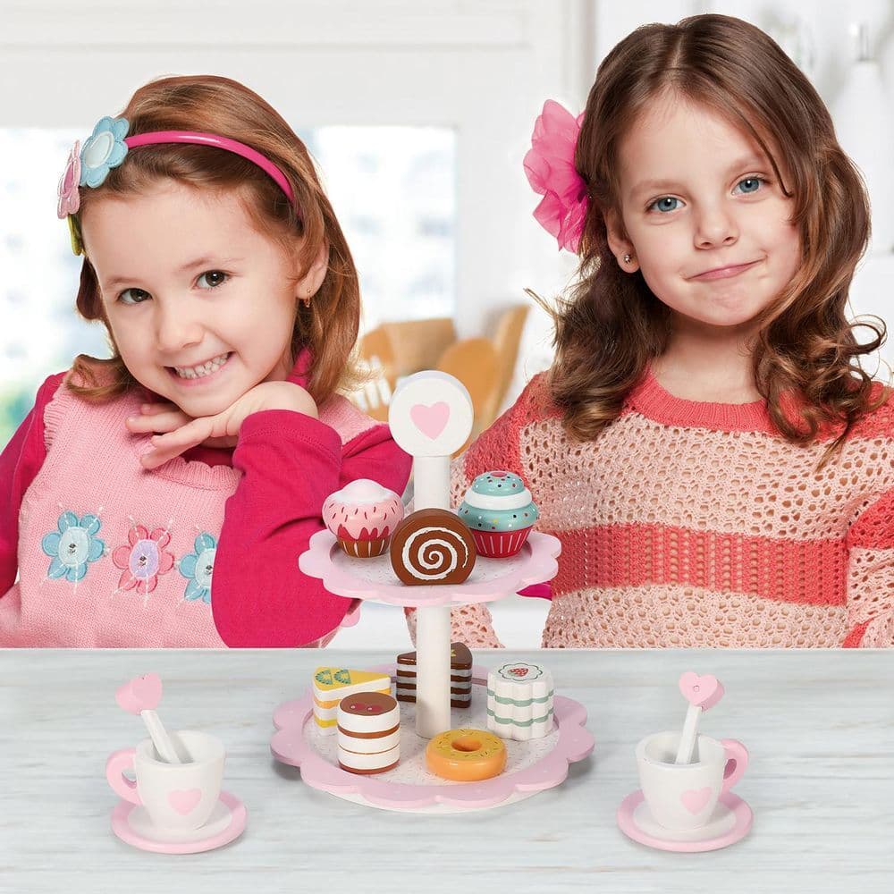 image-SOKA 18PC Wooden Dessert Cake Stand with Muffins, Cakes and Donuts