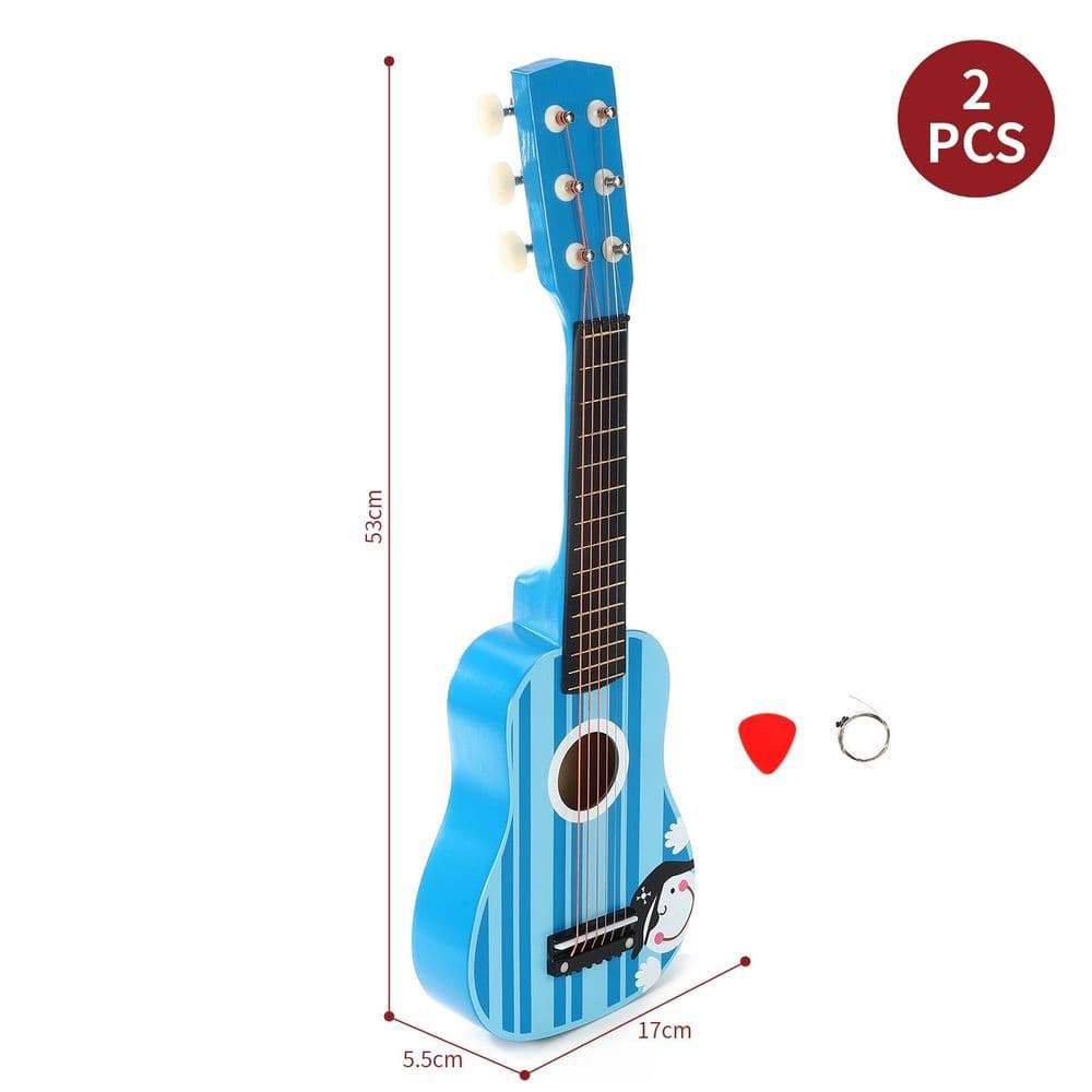 image-SOKA Wooden Stripe Striped Blue Pirate Guitar Childrens Musical Instrument