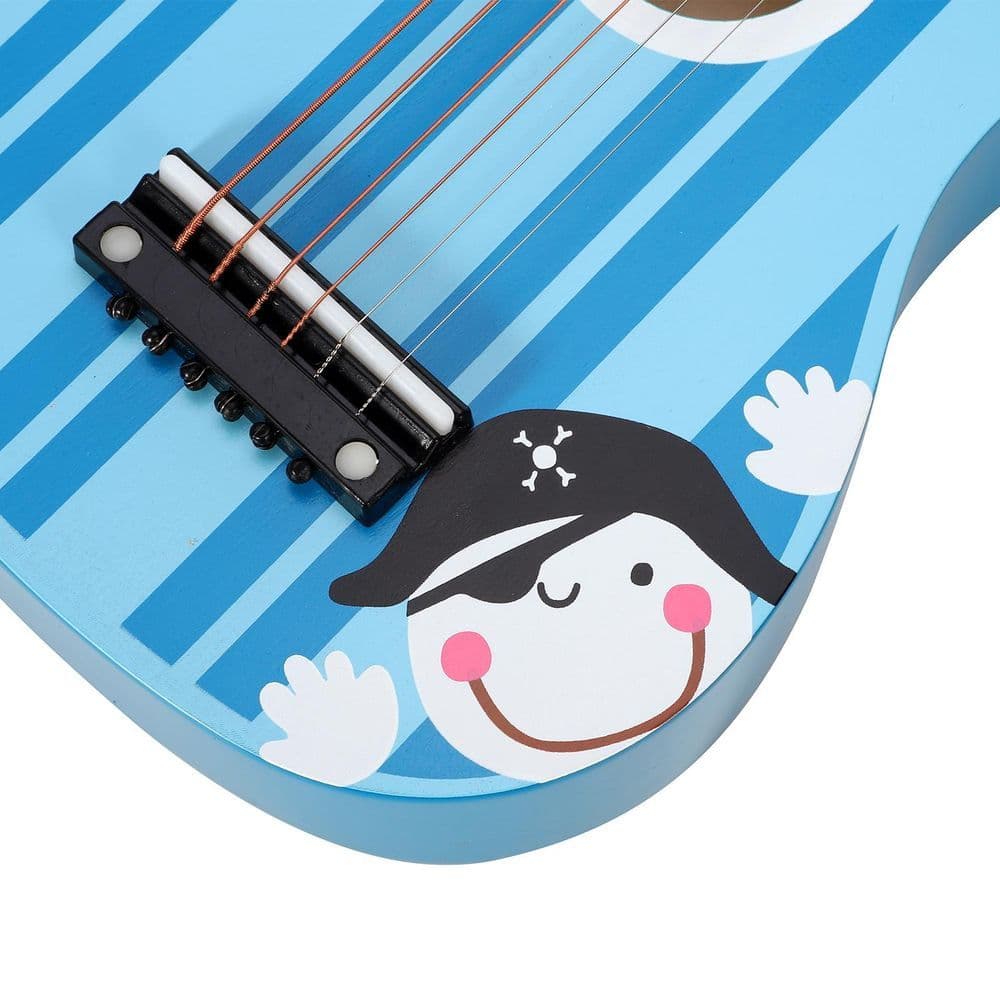 image-SOKA Wooden Stripe Striped Blue Pirate Guitar Childrens Musical Instrument