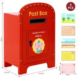 image-SOKA Wooden Post Box Cute Elephant Stamps and Mail Creative Pretend Play Toy