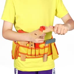 image-SOKA Wooden Carpenter's Tool Belt with Wooden Tools Pretend Play Builder