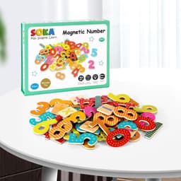 image-SOKA Magnetic Wooden Numbers (60 pcs) Developmental Toy Fridge Magnet Kids 3+