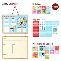 image-SOKA My Family Calendar Magnetic Wooden Weather Board Gift for Kids 3+ and up