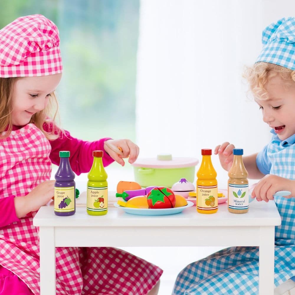 image-SOKA Wooden Pretend Play Kitchen Beverage Drinks Set Activity Toy Playset 2+