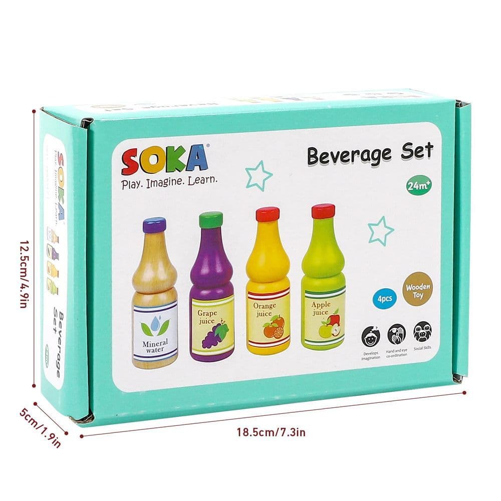 image-SOKA Wooden Pretend Play Kitchen Beverage Drinks Set Activity Toy Playset 2+