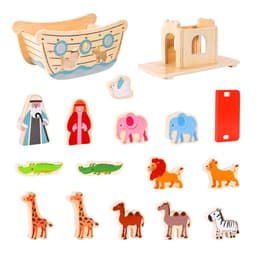 image-SOKA Wooden Noah's Ark Animal Boat Shape & Blocks Sorter Puzzle Activity Toy 3+